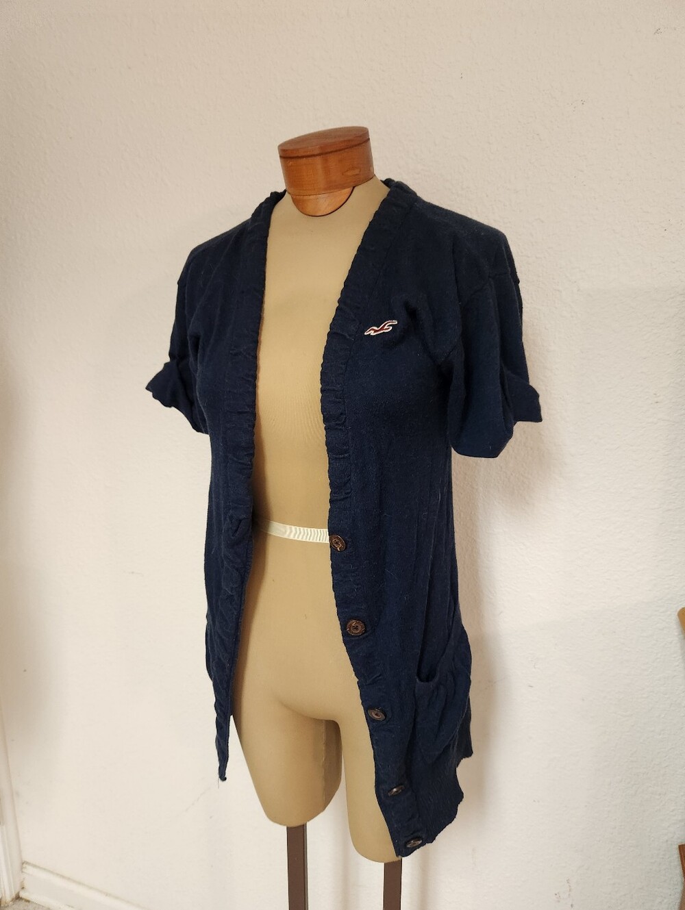 Hollister Y2K Navy Short Sleeve Button Front cardigan